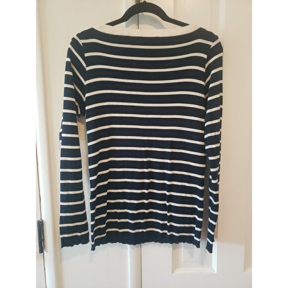 Paul Shark Sweater Womens Yachting Striped Navy Nautical Italy L Anchor Luxury - Picture 7 of 8
